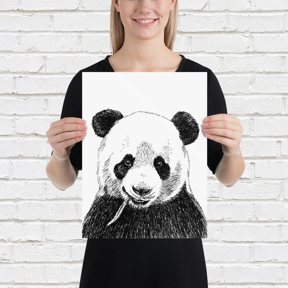 Black And White Poster Modern Nursery Print Unique Art Prints Nursery Prints Animal Cute Wall Art Black White Sketch Panda Gift Panda - Image 2