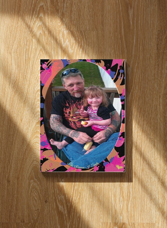 Personalized Photo Portrait Acrylic Splatter Border Family Gift Poster