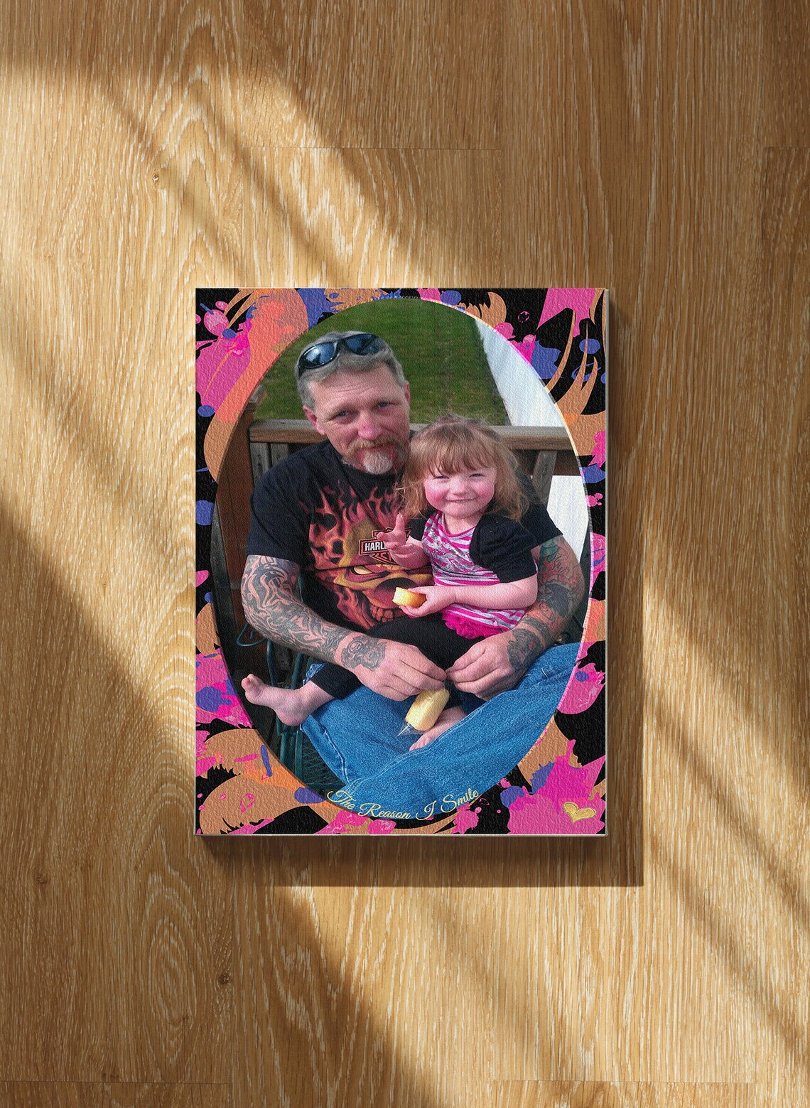Personalized Photo Portrait Acrylic Splatter Border Family Gift Poster