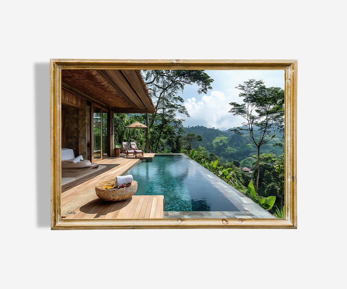 Tropical Infinity Pool Spa Deck Jungle Valley View Resort Poster