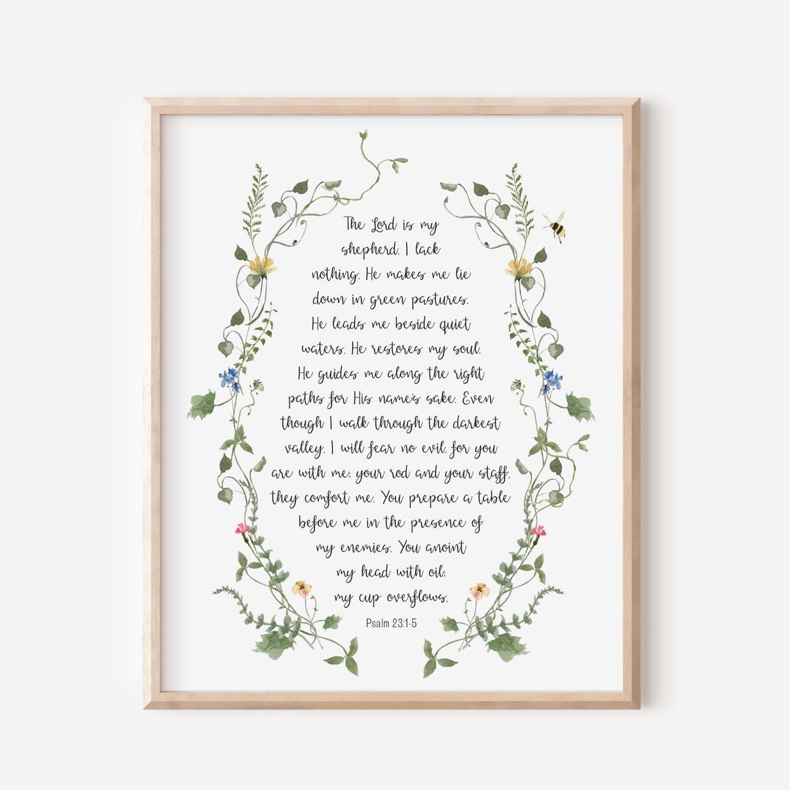 Psalm 23 Watercolor The Lord Is My Shepherd Bible Verse Print