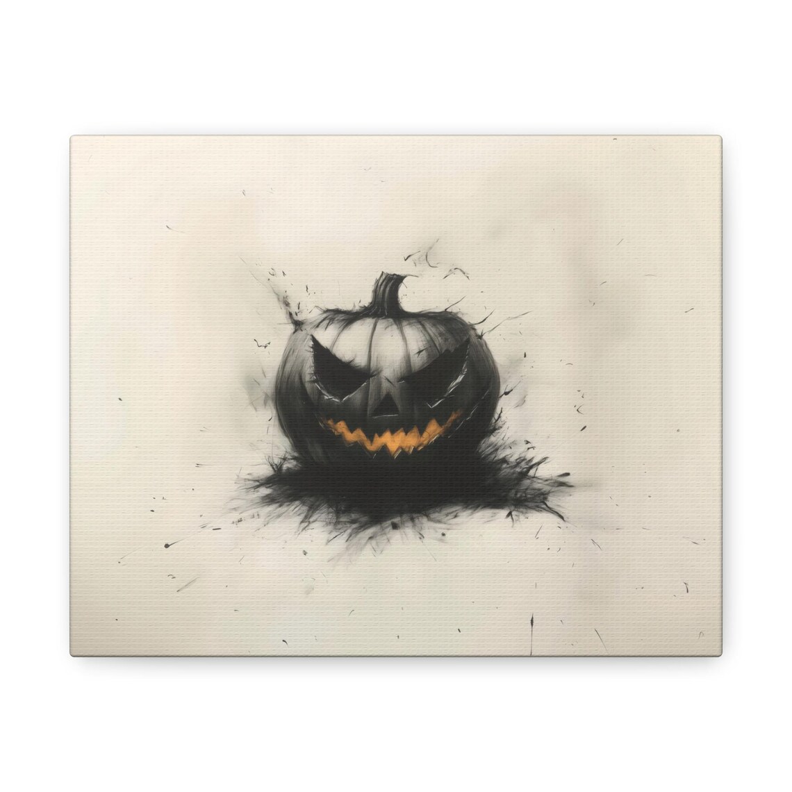 Minimalist Charcoal Jack-O-Lantern Grinning Pumpkin Spooky Halloween Poster - Image 2