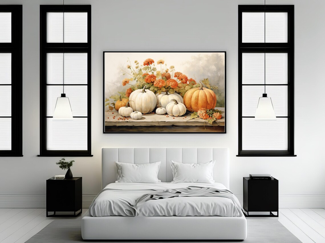 Halloween Pumpkin Art Print, Rustic Autumn Decor - Image 2