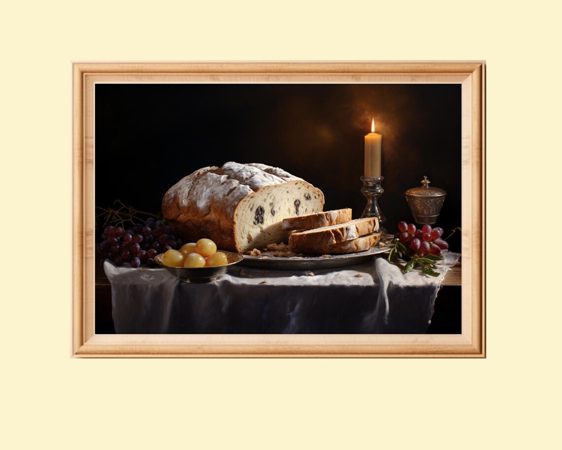Christmas Still Life Painting, Vintage Holiday Decor