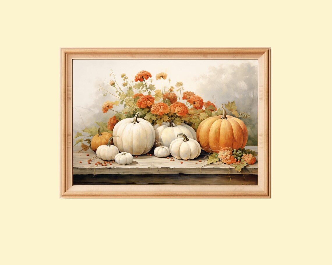 Halloween Pumpkin Art Print, Rustic Autumn Decor