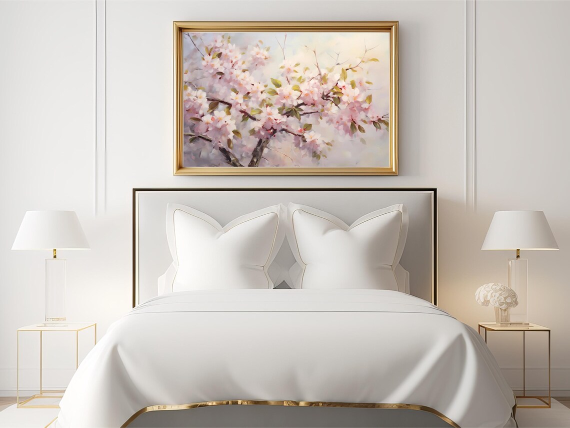 Vintage Cherry Blossom Painting, Spring Wall Art - Image 2