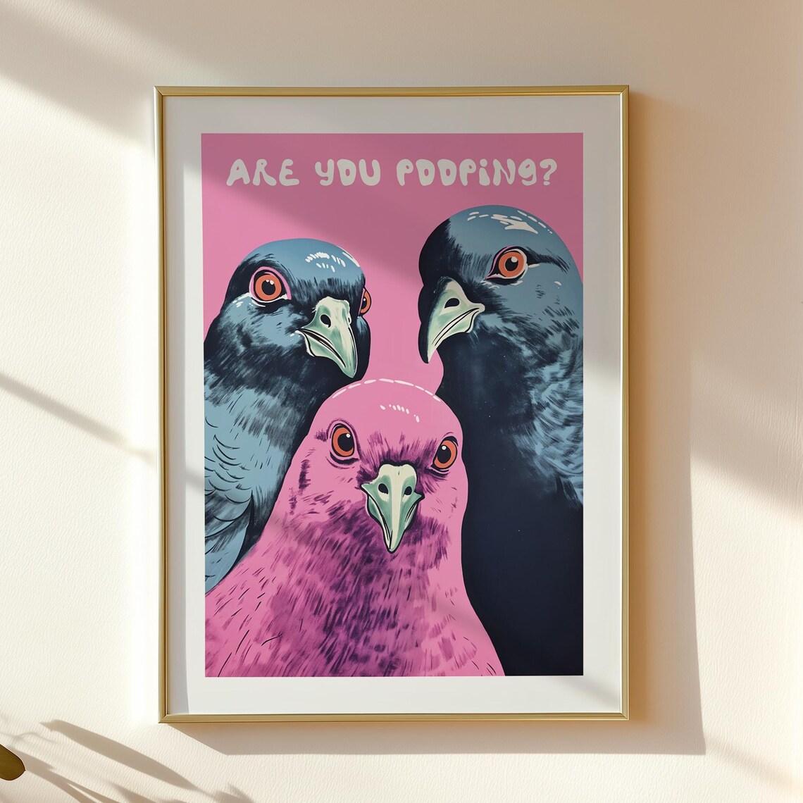 Are You Pooping Funny Bathroom Pigeon Art