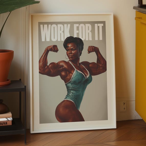 Work For It Poster Strong Woman Gym Wall Art Fitness Motivation Digital Download