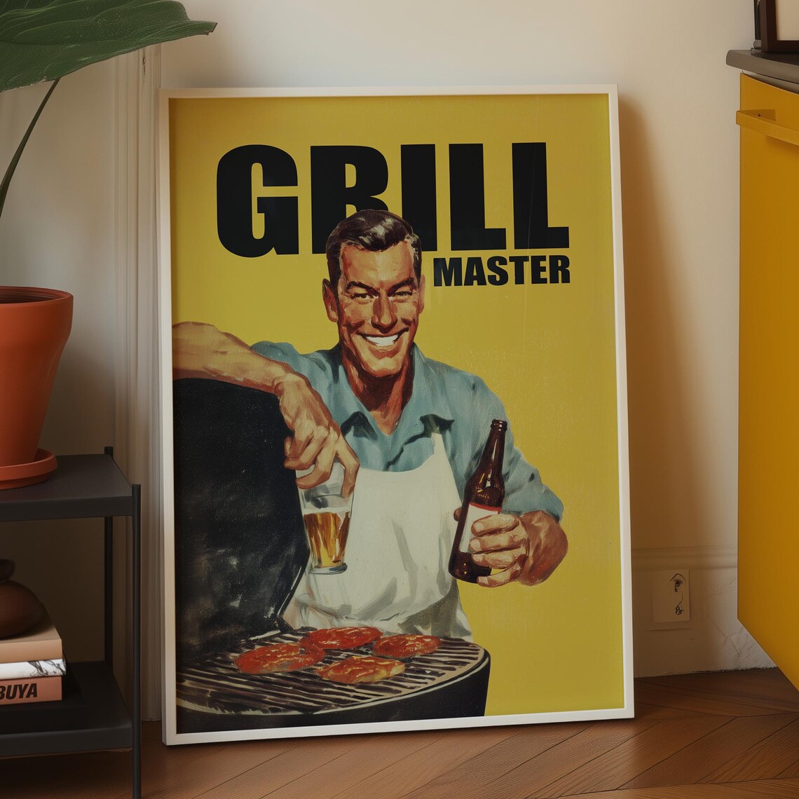 Grill Master Retro Kitchen Art Print, Man Cave Decor