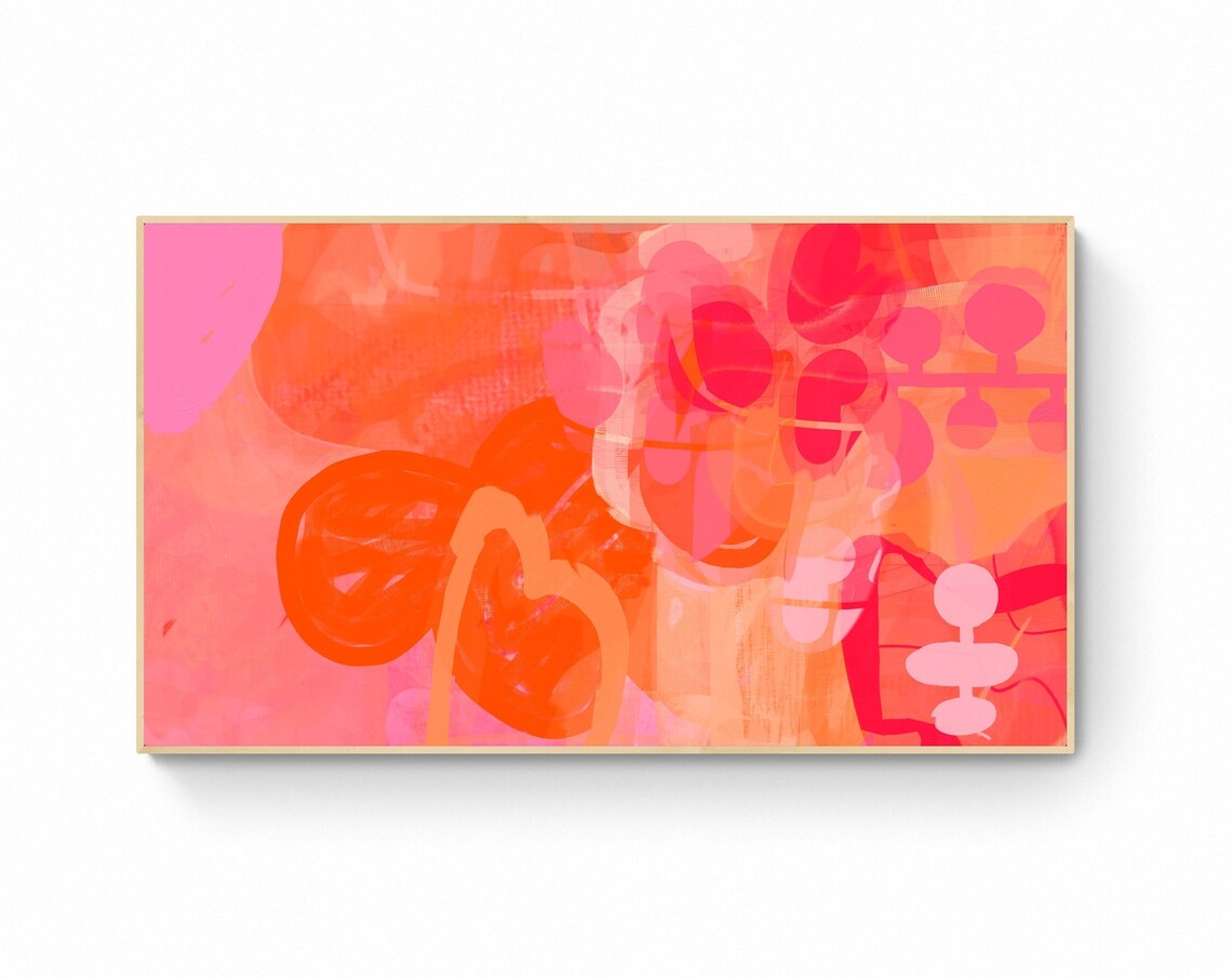Abstract Frame Tv Art Bright Orange Pink Art For Tv For Frame Abstract Tv - Image 6