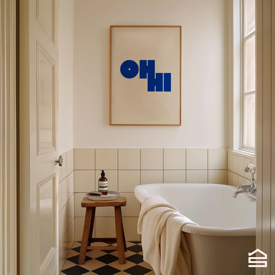 Oh Hi Blue Print, Bold Typography Wall Art