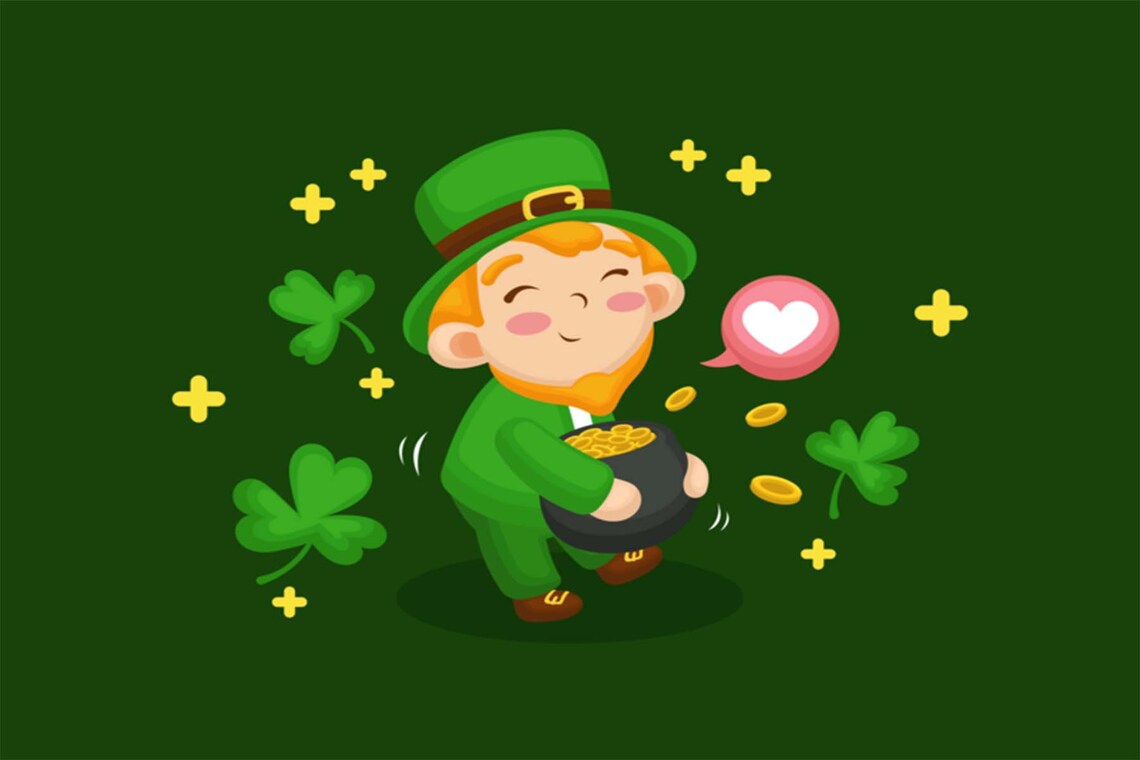 Cute Cartoon Leprechaun Pot of Gold Shamrock Art Wall Poster - Image 3