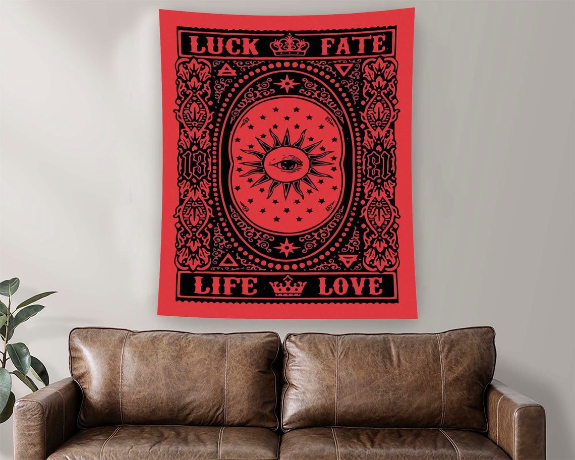 Luck Fate Life Love Tarot All Seeing Eye Red Gothic Mystic Wall Art