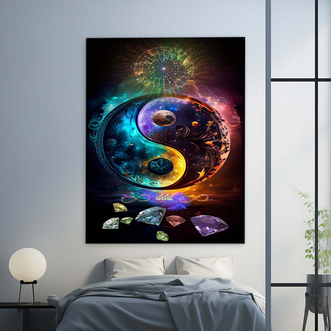 Yin Yang Galaxy Nebula Planets Cosmic Spiritual Energy Wall Poster - Image 2