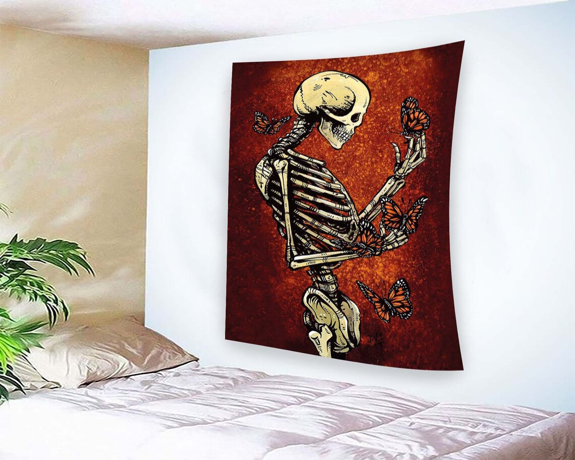 Skull Gothic Minimalist Living Room Wall Art Print - Image 2
