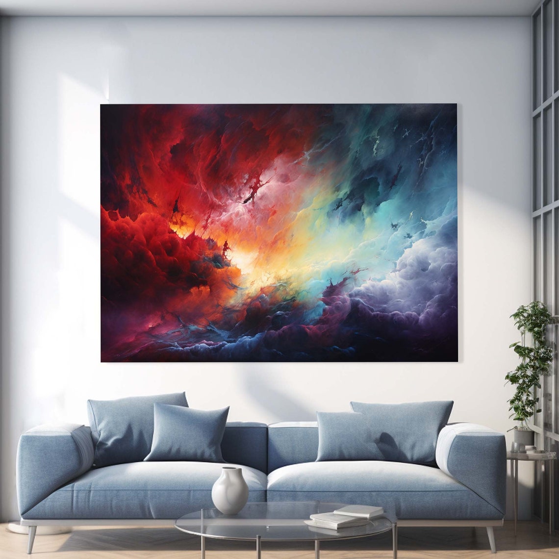 Dramatic Colorful Storm Clouds Abstract Nebula Sky Modern Art Poster - Image 2
