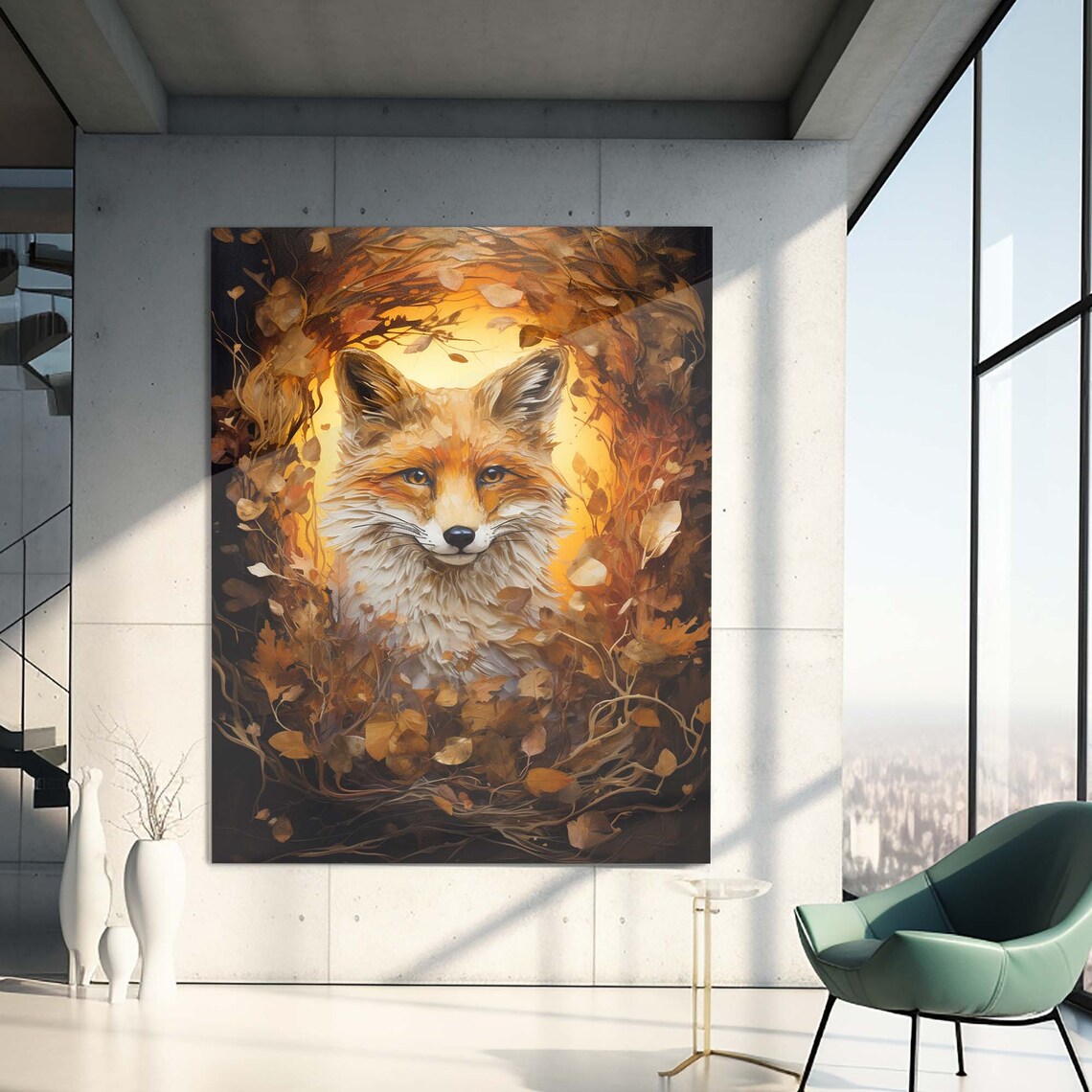 Fox and Floral Wall Art Print, Luxury Animal Pattern - Image 3