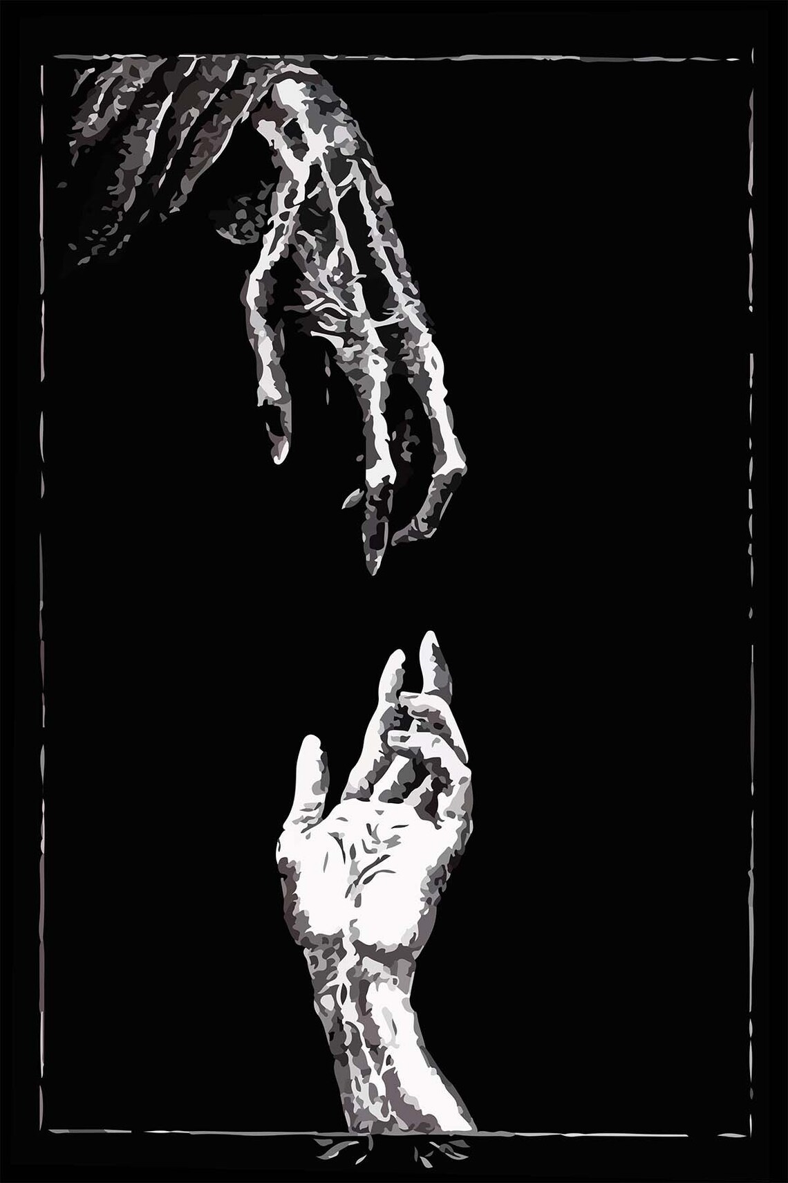 Gothic Abstract Couple Art Print, Minimalist Dark - Image 3