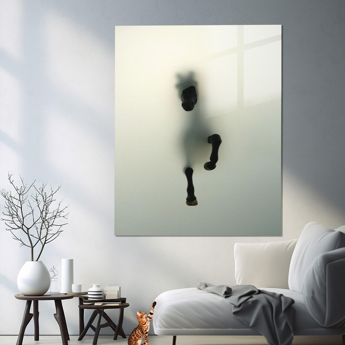 Minimalist Running Horse Silhouette Pale Modern Equine Gallery Poster - Image 2
