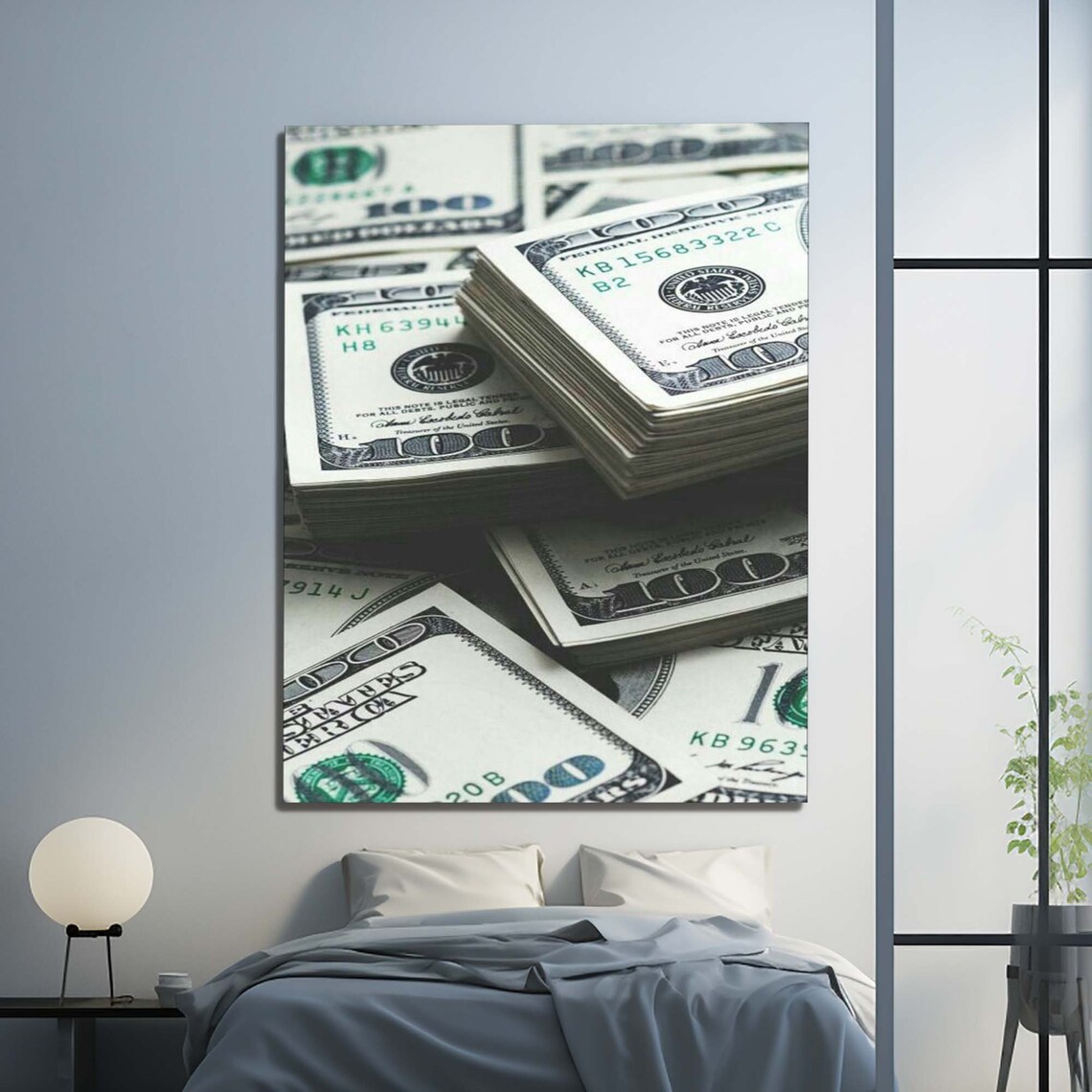US Dollar Hundred Bills Stacks Wealth Money Success Wall Art