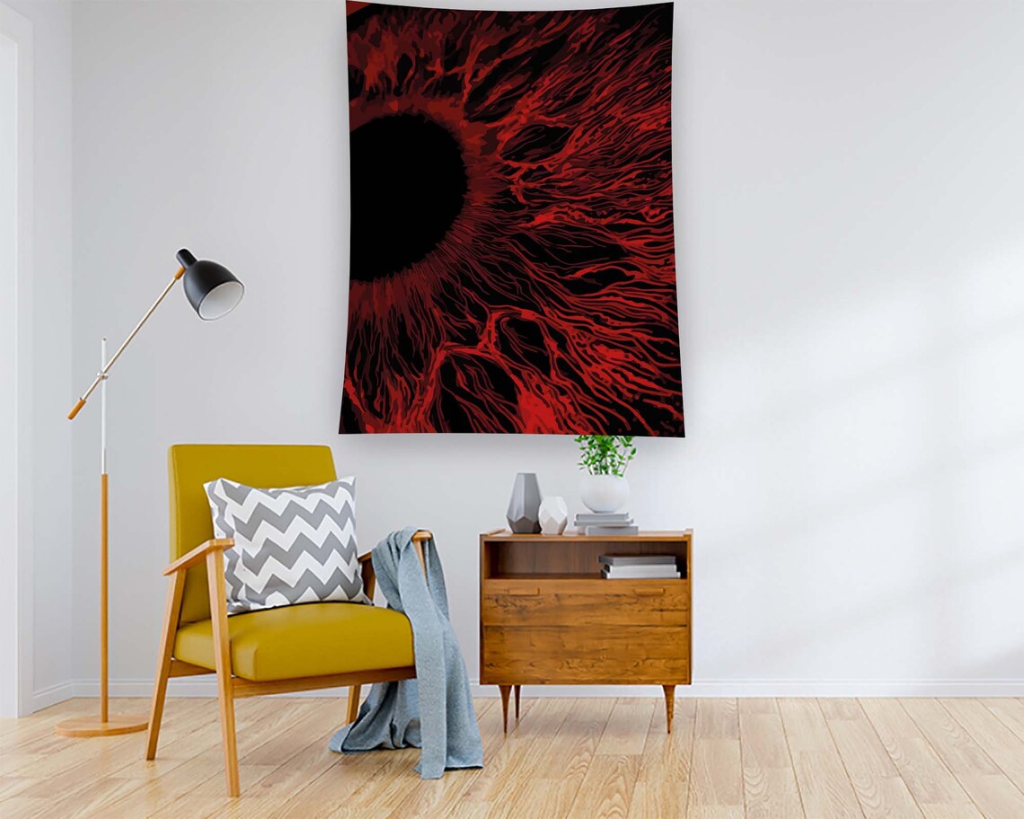 Red Tapestry Gothic Horror Eyes Art Print - Image 2