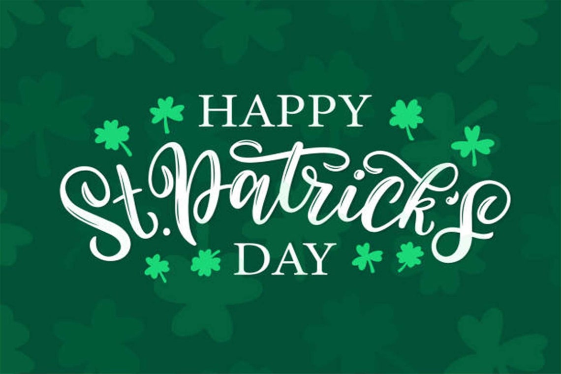 Happy St Patrick's Day Green Shamrock Typography Wall Art Poster - Image 3