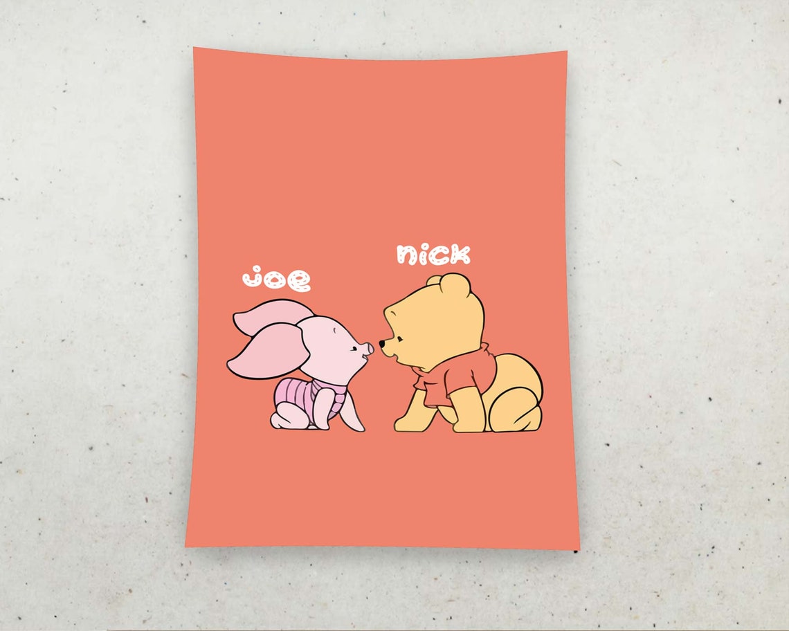Winnie The Pooh Piglet Best Friends Personalized Name Coral Poster - Image 2