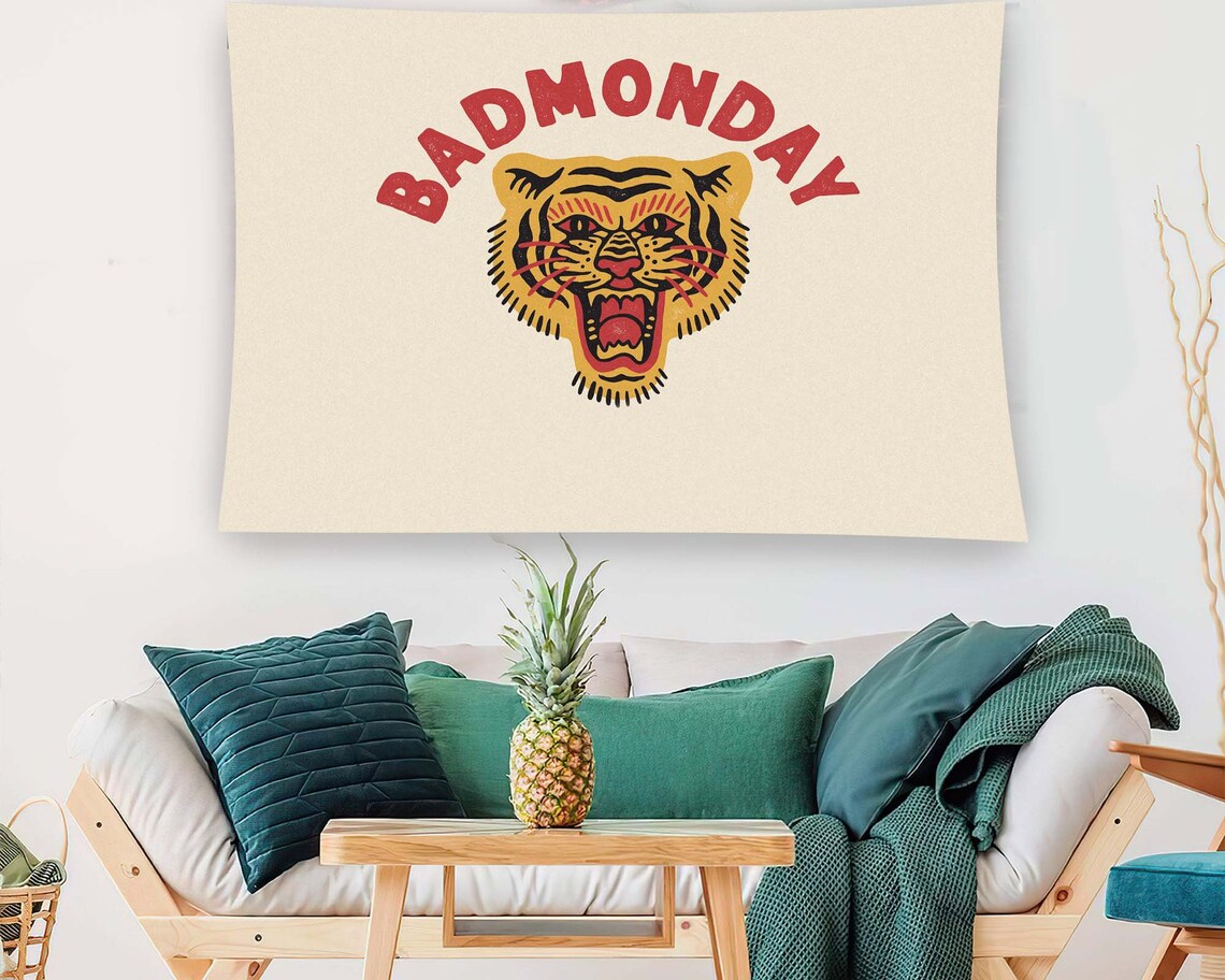 Tiger Tiger Horror Aesthetic Tapestry Wall Hanging