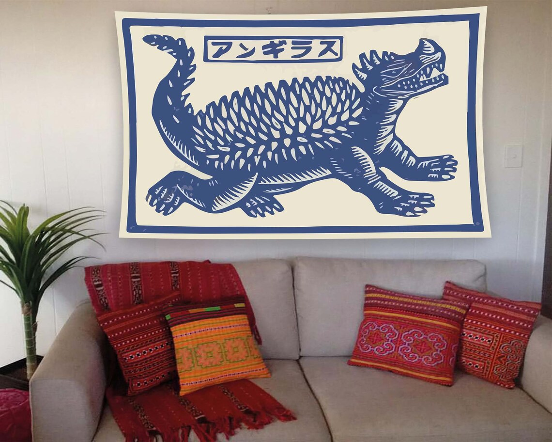 Anguirus Kaiju Monster Japanese Woodblock Style Godzilla Fan Poster