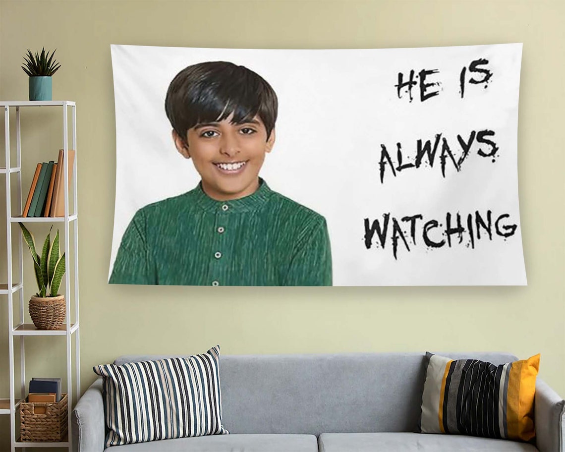 He Is Always Watching Funny Meme Boy Dorm Room Tapestry Poster - Image 2