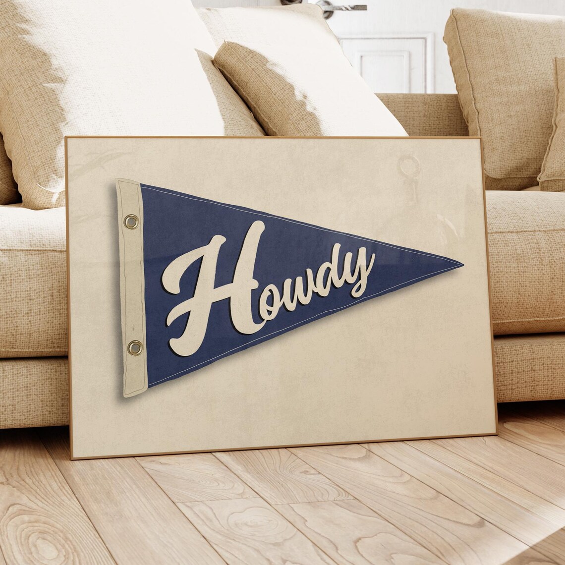 Howdy Pennant Flag Vintage Western Art Print