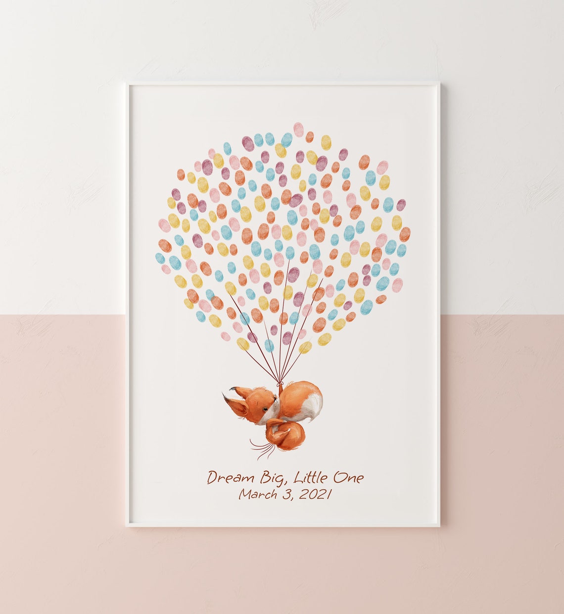 Baby Fox Watercolor Guest Book, Birthday Keepsake - Image 4