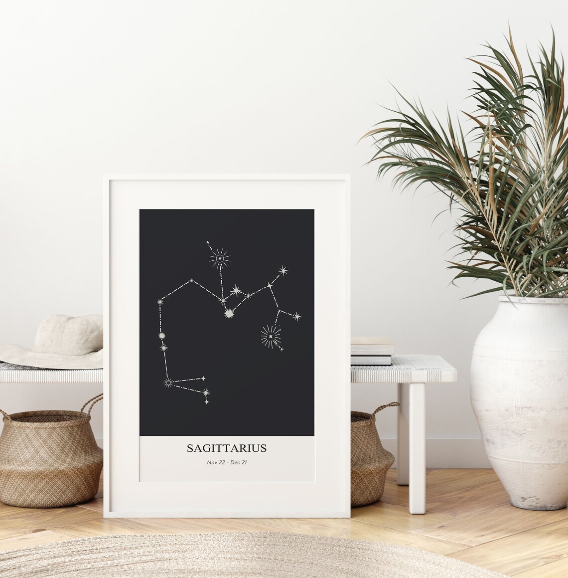 Elegant Sagittarius Constellation Star Chart Black Zodiac Sign Poster - Image 3