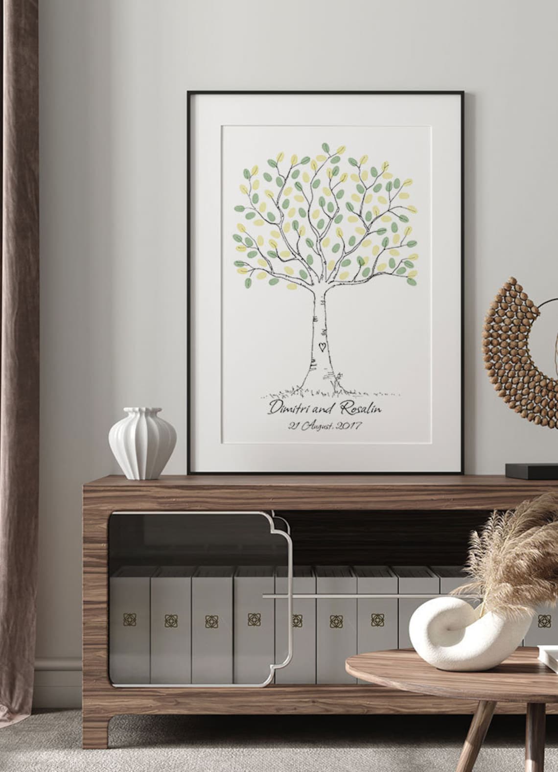 Wedding Fingerprint Tree Guest Book, Custom Sketch Art Print - Image 3
