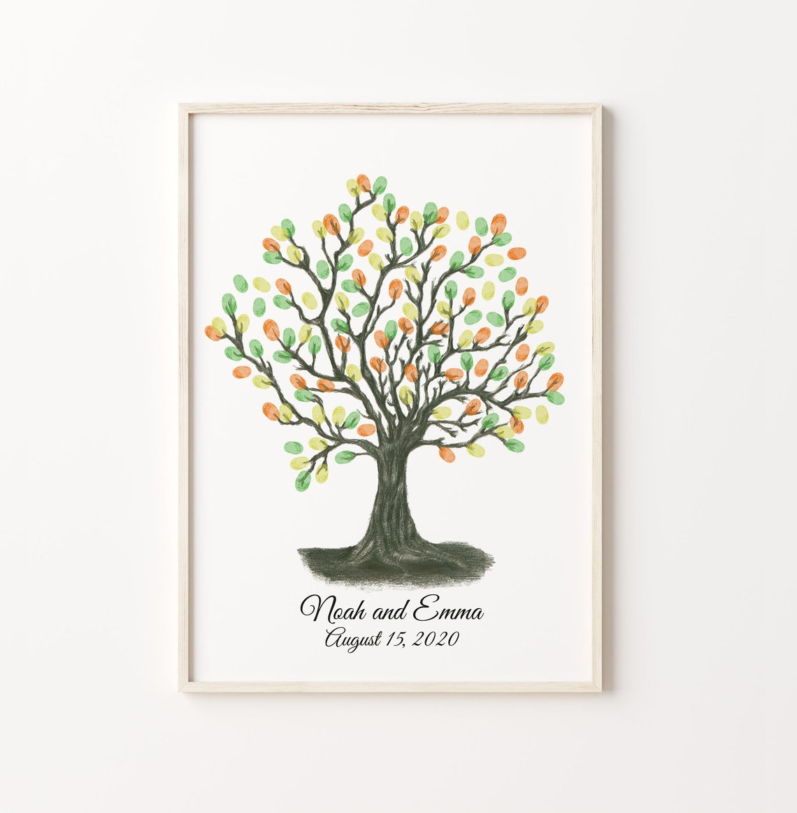 Pencil Sketch Fingerprint Tree Guest Book Wedding Thumbprint Tree Ink Painting Thumbprint Tree Family Fingerprint Tree