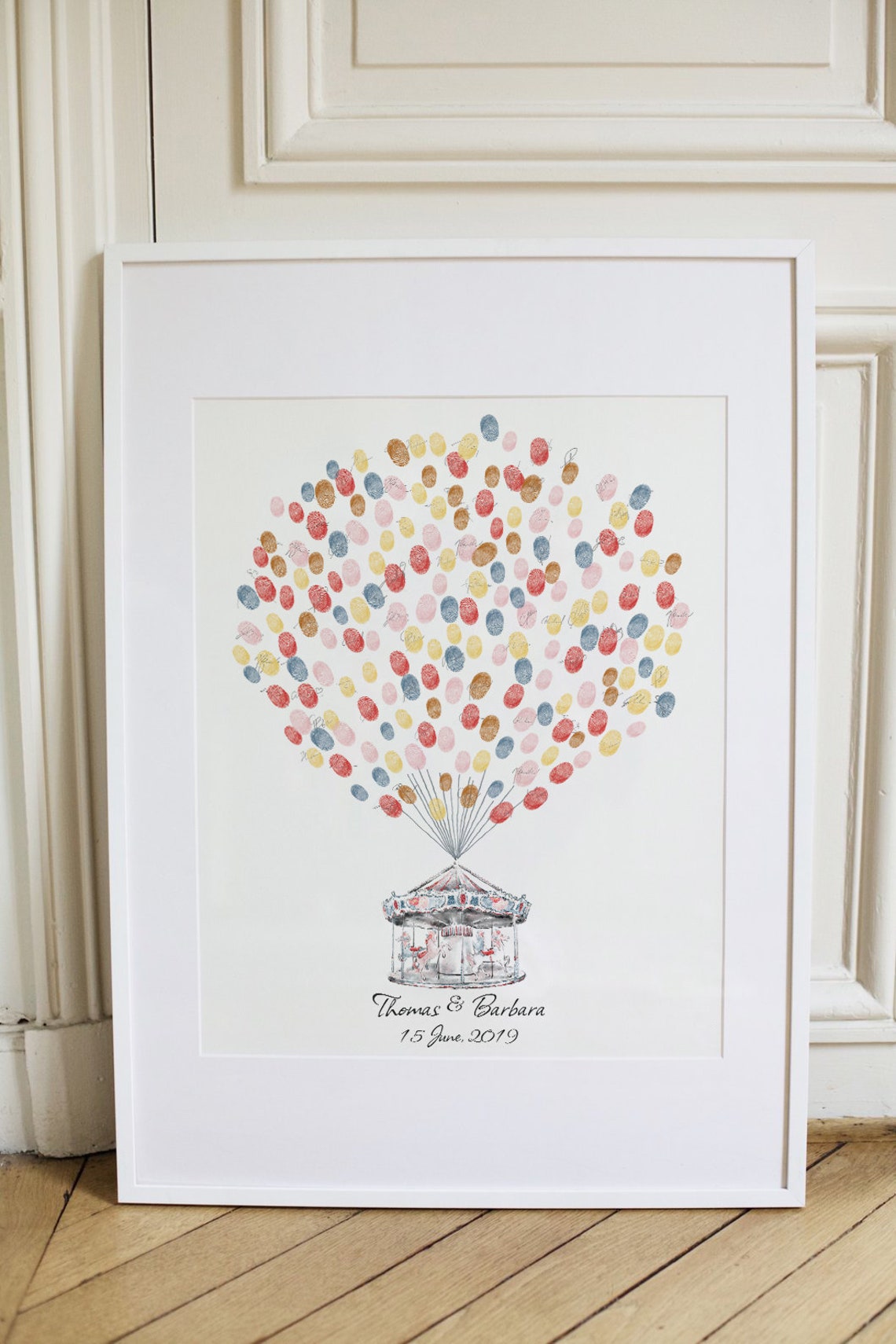 Carousel Guest Book Balloon Thumbprint Book - Image 2