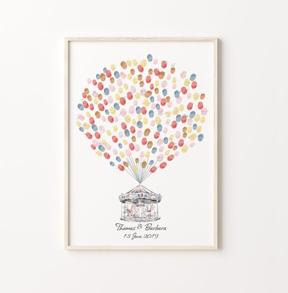 Carousel Guest Book Balloon Thumbprint Book
