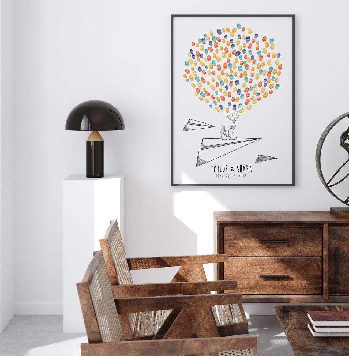 Wedding Fingerprint Guest Book, Balloon Thumbprint Art Print - Image 3