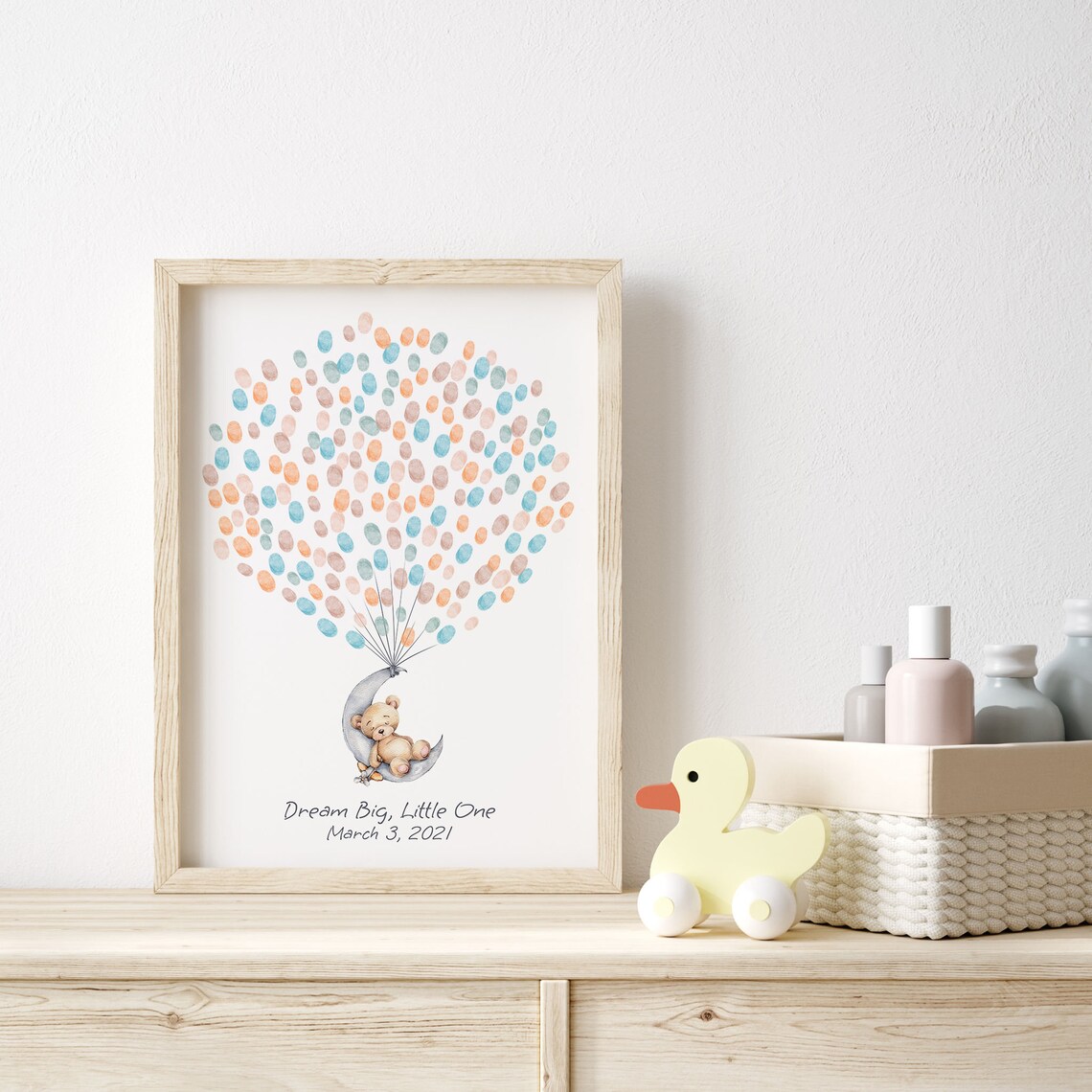Baby Bear On The Moon, Watercolor Birthday Art Print - Image 4