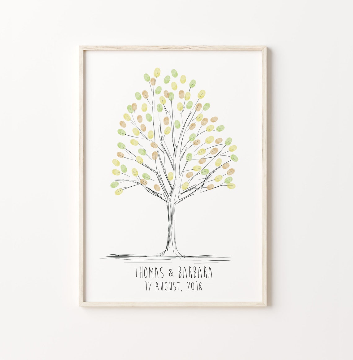 Thumbprint Guest Book Guest Book Wedding Fingerprint Tree Customizable Guest Book Sketch Thumbprint Tree Anniversary Book