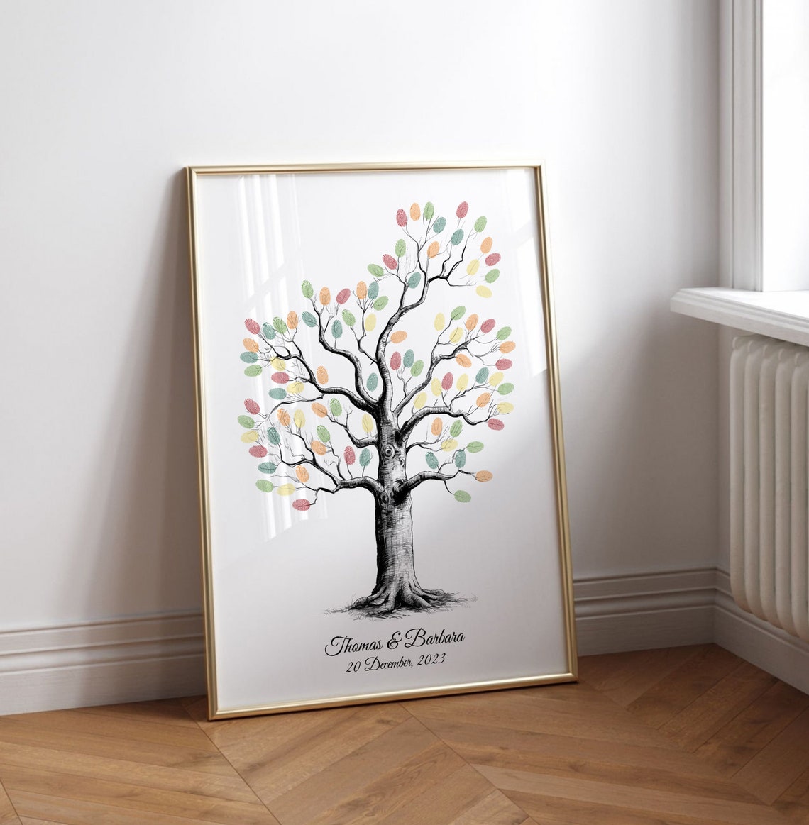 Guest Book Personalized Wedding Fingerprint Tree Guest Book Customizable Guest Book Custom Rustic Keepsake - Image 4