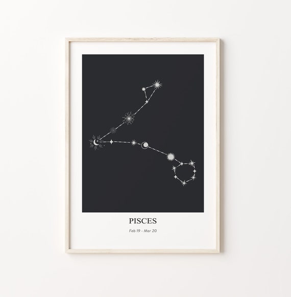 Pisces Zodiac Print Zodiac Constellation Pisces Star Sign Art Modern Geometric Poster Astrology Print Star Sign Instant
