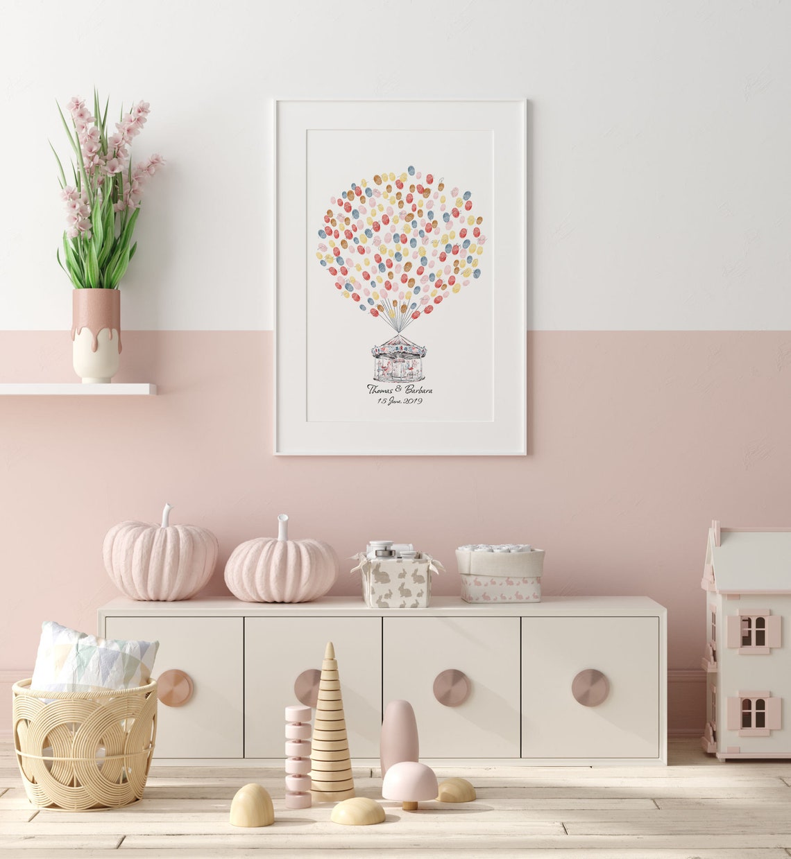 Carousel Guest Book Balloon Thumbprint Book - Image 3