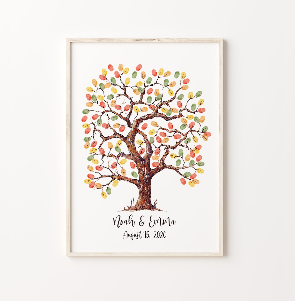 Colored Thumbprint Tree Wedding Guest Book Print