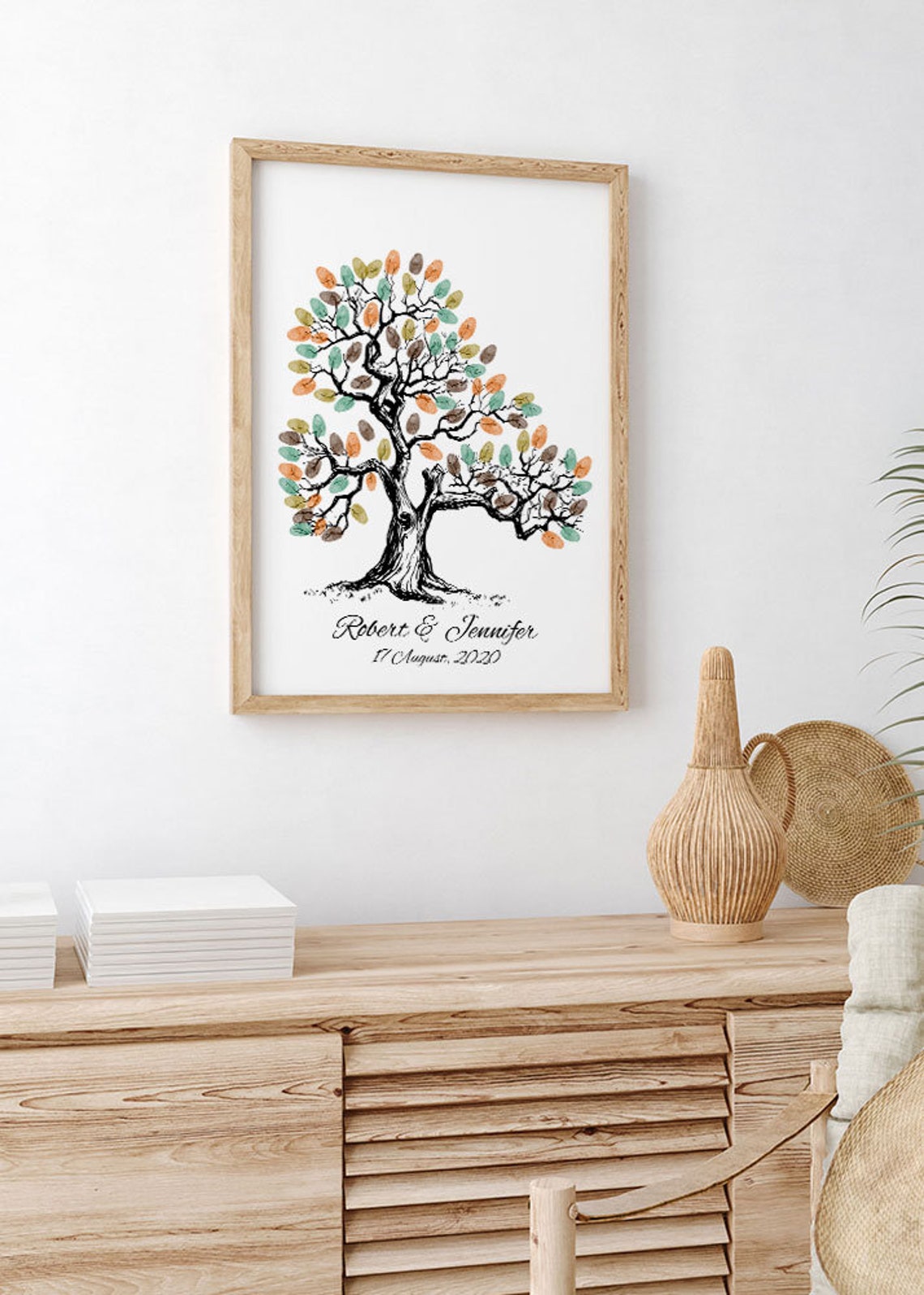 Wedding Fingerprint Tree Guest Book Wedding Thumbprint Tree Sketch Thumbprint Tree Family Fingerprint Tree Shower Guest Book - Image 3