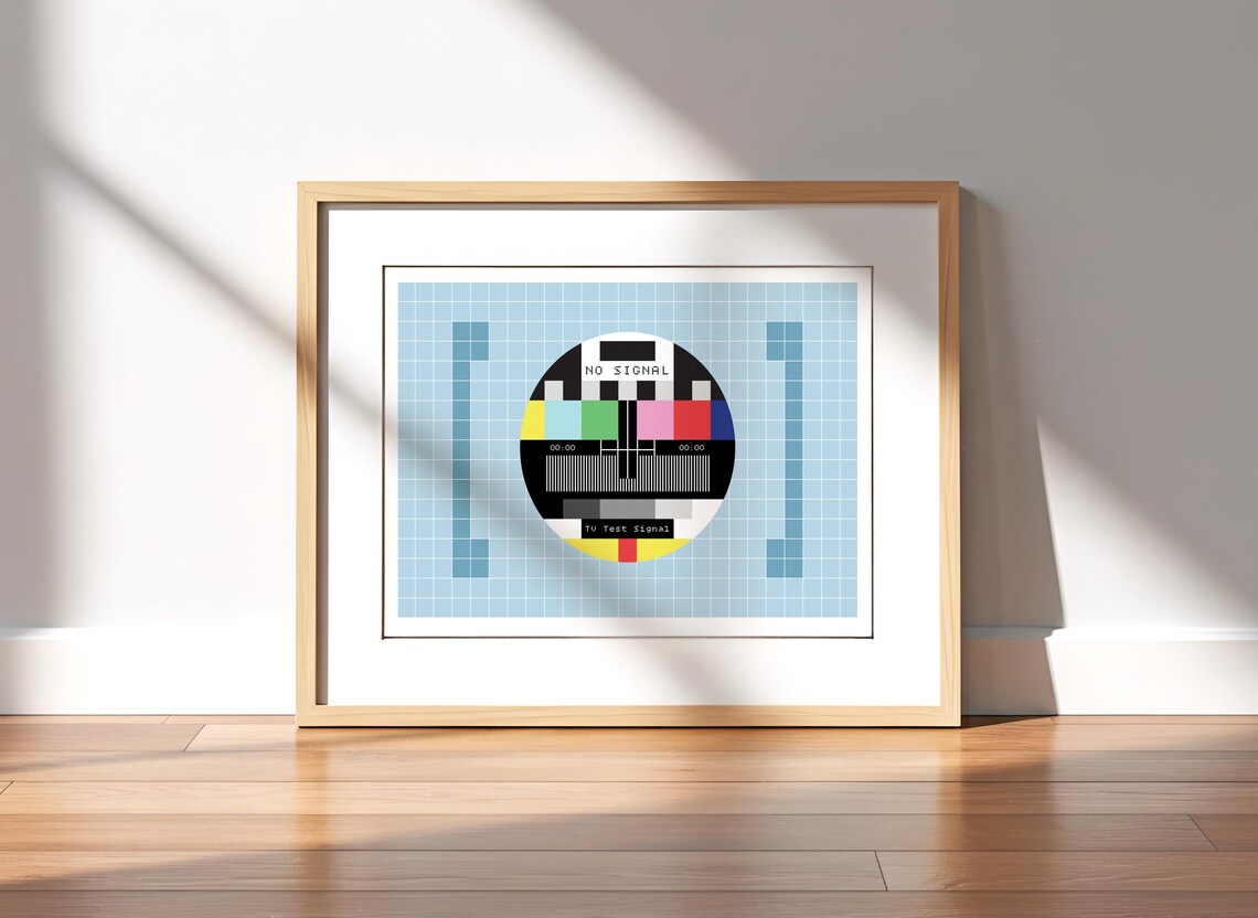 Retro TV Test Pattern Poster No Signal Vintage Television Geek Wall Decor