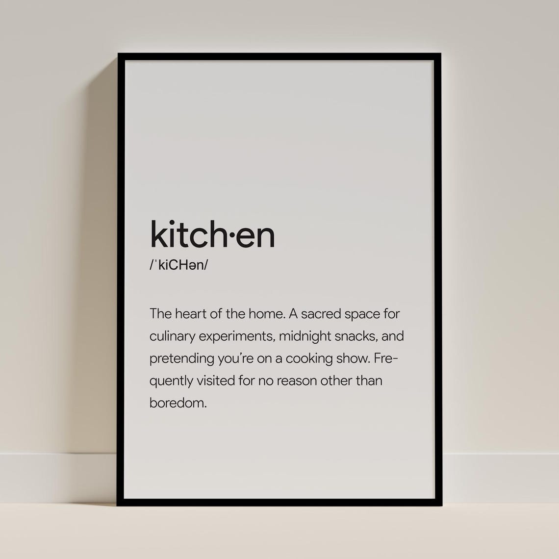 Kitchen Definition Funny Dictionary Typography Minimalist Home Poster