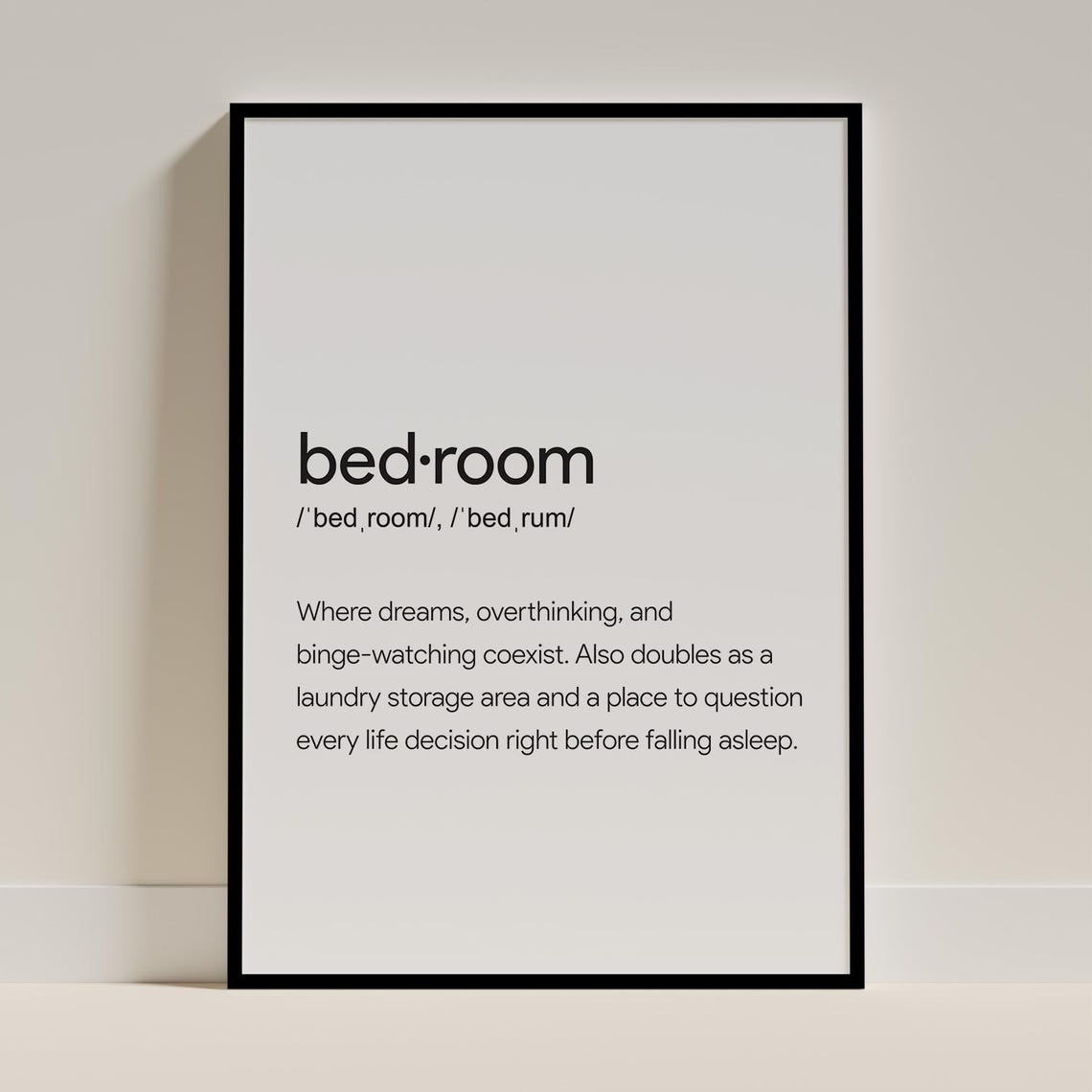 Funny Bedroom Definition Sign Modern Minimalist Dictionary Print
