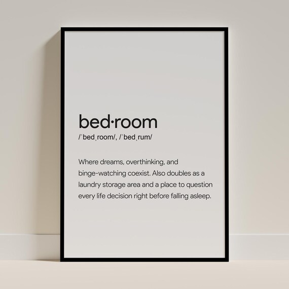 Funny Bedroom Definition Sign Modern Minimalist Dictionary Print
