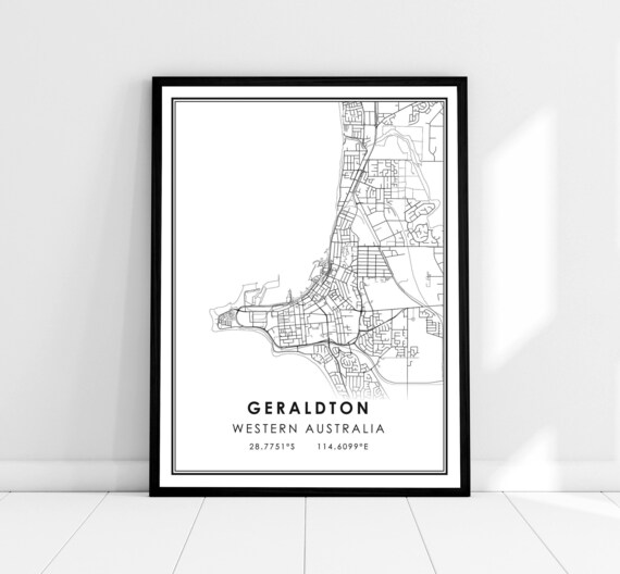 Geraldton Western Australia City Map With Coordinates Poster